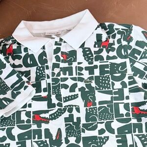 Lacoste White and Green Polo Shirt